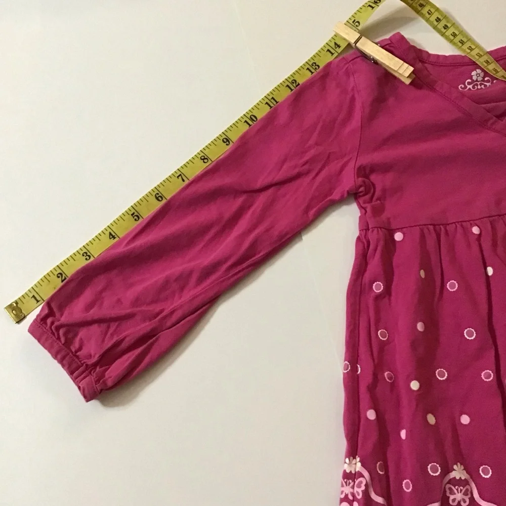 The Childrens Place Dress Girls Sz 4 Pink White Graphic Print Dots Faux Wrap
